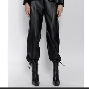 Faux Leather Jogger Pants